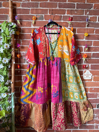 Coffee In The Morning Kantha Dress - Fits up to 3X
