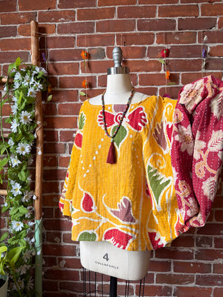 OOAK Summer Collection - Reversible Cosmic Drift Kantha Poncho Top - 2 Tops in 1