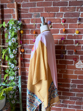 Jimi Hendrix Inspired Yellow Embroidered Poncho