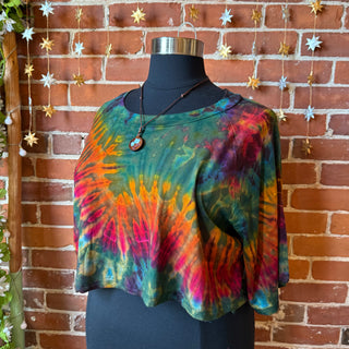 Dark Side of the Moon Green Cropped Tie Dye Tee
