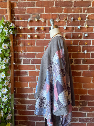 OOAK Winter Collection - Upcycled Kantha Flower Patch Patchwork Poncho Style Top 🌼