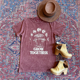 Grow Together Mushroom Moon Phase Mineral Wash TShirt