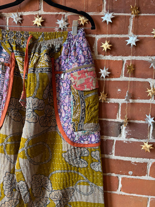 S/M Genevieve Kantha Cargo Harem Pants