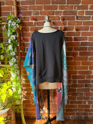OOAK Autumn Collection- Upcycled Fleetwood Mac Hi Lo Kantha Sweatshirt