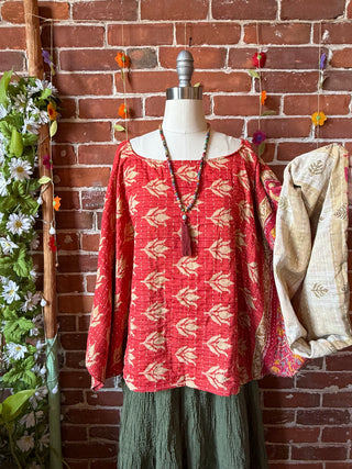 OOAK Summer Collection - Reversible Cosmic Drift Kantha Poncho Top - 2 Tops in 1