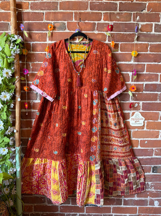 Coffee In The Morning Kantha Dress - Fits up to 3X