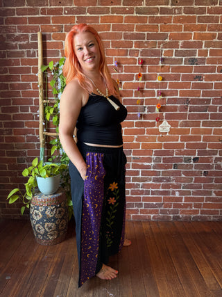 Moon Garden Black Wide Leg Pants - Fair Trade Made - Multiple Sizes Available