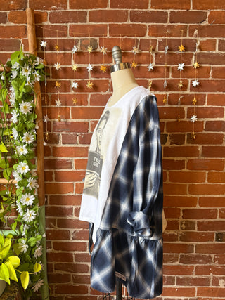 OOAK Winter Collection -  Size XL/2XL Upcycled Elvis Presley Inspired Plaid Hybrid Top