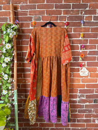 Coffee In The Morning Kantha Dress - Fits up to 3X - 100% Cotton- Fair Trade Made