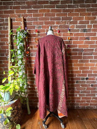 OOAK Autumn Collection-Reversible Stardust Kantha Ruana Jacket With Pockets