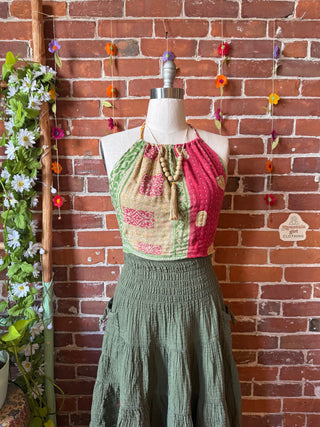 Size 0-12 In Bloom Reversible Kantha Halter Top