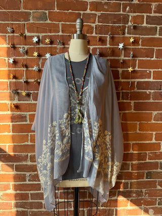 Periwinkle Embroidered Boho Kimono Layer