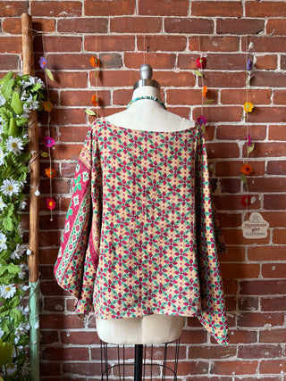 OOAK Summer Collection - Reversible Cosmic Drift Kantha Poncho Top - 2 Tops in 1