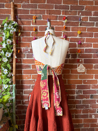 In Bloom Reversible Kantha Halter Top - 100% Cotton - Fair Trade Made - “Plus” Size