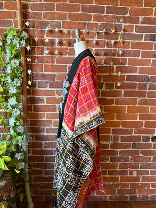 OOAK Winter Collection - Van Halen Inspired Tie Dye Boho Kantha Hi Lo Poncho Top