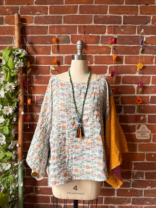 OOAK Summer Collection - Reversible Cosmic Drift Kantha Poncho Top - 2 Tops in 1
