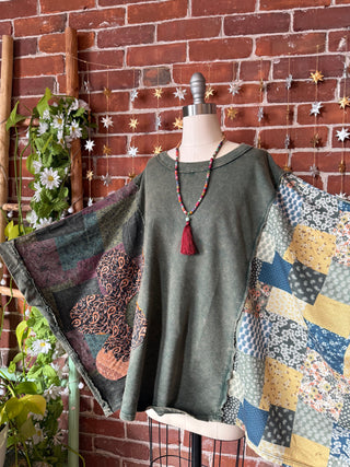 OOAK Winter Collection - Upcycled Flower Patch Patchwork Poncho Style Top 🌼