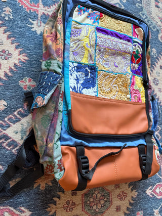 Bohemian Upcycled Patchwork Campus Backpack