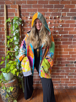 Oversized Juniper Kantha Patchwork Hoodie