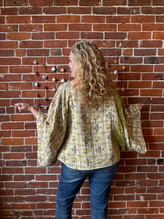 Cosmic Drift Reversible Kantha Poncho Top