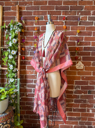 Summer Dreams 100% Silk Poncho Robe- Fair Trade Made