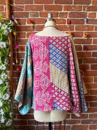 Cosmic Drift Reversible Kantha Poncho Top