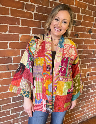 Solstice Reversible Kantha Kimono Patchwork Jacket