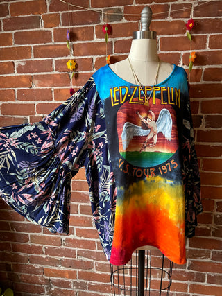 Led Zeppelin Inspired Botanical Flowy Bell Sleeve Tie Dye Top - LIMITED RELEASE