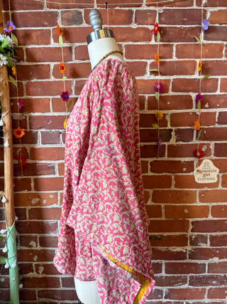 OOAK Summer Collection - Reversible Cosmic Drift Kantha Poncho Top with Luna Butterfly- 2 Tops in 1
