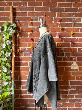 OOAK Summer Collection - Upcycled Kantha Crescent Moon Patch Patchwork Poncho Style Top 🌙
