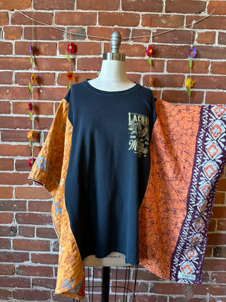 Upcycled Laconia Bike Week 2019 Kantha Poncho Top