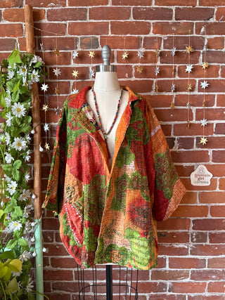 OOAK Winter Collection - Upcycled Jimi Hendrix Inspired Vintage Kantha Jacket
