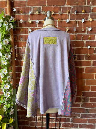 OOAK Winter Collection - Upcycled Kantha Peace Sign Patchwork Poncho Style Top 🌼