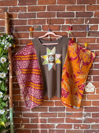 OOAK Autumn Collection- Upcycled  Poncho Tee