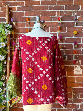 OOAK Summer Collection - Reversible Cosmic Drift Kantha Poncho Top - 2 Tops in 1