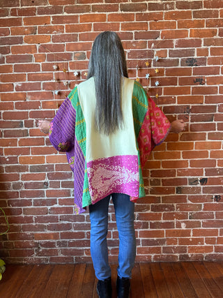 Upcycled Bloom With Grace Kantha Poncho Top