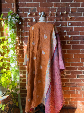 OOAK Autumn Collection-Reversible Stardust Kantha Ruana Jacket With Pockets