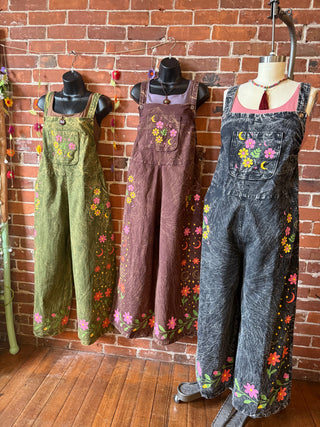 Boho Moon & Blooms Wide Leg Overalls -Multiple Colors and Sizes