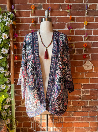 Autumn Moon Silky Flowy Kimono - Fair Trade Made- Final Sale