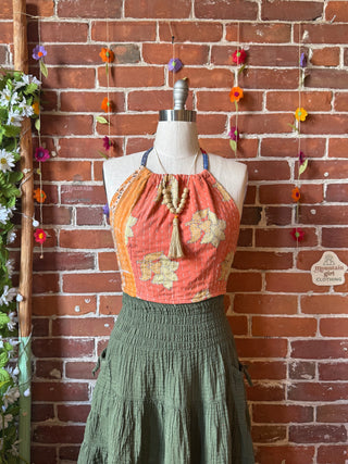 Size 0-12 In Bloom Reversible Kantha Halter Top