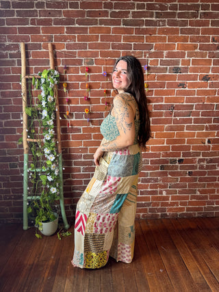 Aquarius Patchwork Flowy Wide Leg Jumpsuit