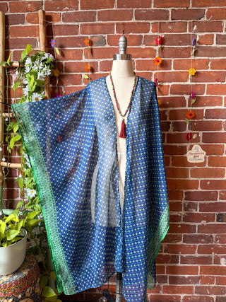 Summer Dreams 100% Silk Poncho Robe- Fair Trade Made