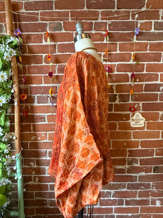 OOAK Autumn Collection - Reversible Cosmic Drift Kantha Poncho Top with Luna Butterfly- 2 Tops in 1