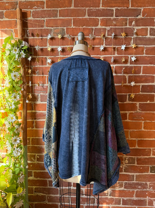 OOAK Winter Collection - Upcycled Kantha Peace Sign Patchwork Poncho Style Top 🌼