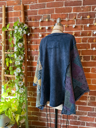 OOAK Winter Collection - Upcycled Crescent Moon Patchwork Poncho Style Top 🌼
