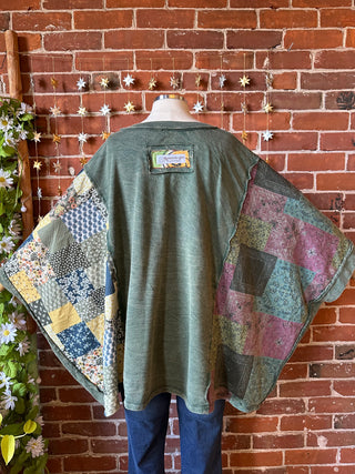 OOAK Autumn Collection - Upcycled Flower Patchwork Poncho Style Top 🌼