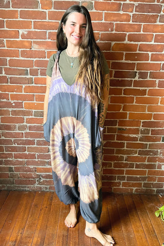 Ophelia Tie Dye Spiral  Jumpsuit / Overalls Multiple Colors Available- Fair Trade Made