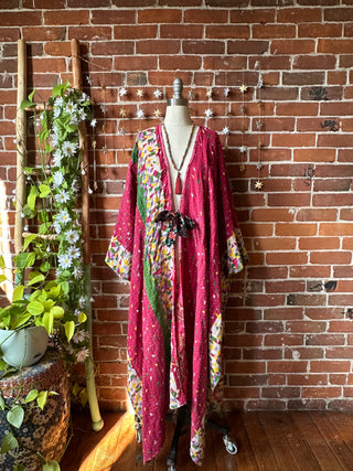 OOAK Autumn Collection-Reversible Stardust Kantha Ruana Jacket With Pockets