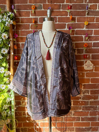 Autumn Moon Silky Flowy Kimono - Fair Trade Made - Final Sale