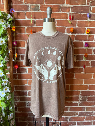 Gratitude Moon Sun Star Mineral Wash TShirt